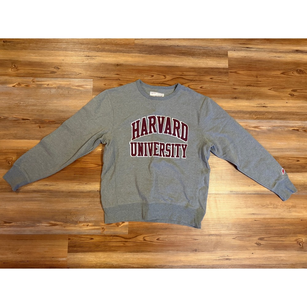 League Harvard University Sweatshirt Gray Crewneck Fleece Pullover Mens Medium